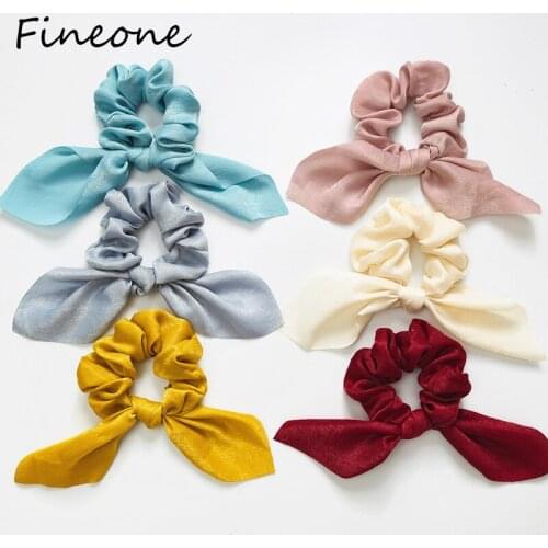 1Pcs Cross Rabbit Ear Women Girls Fashion Round Elastic Hairband Ponytail Holder Ribbon Scrunchies Girls Solid Color Headwear