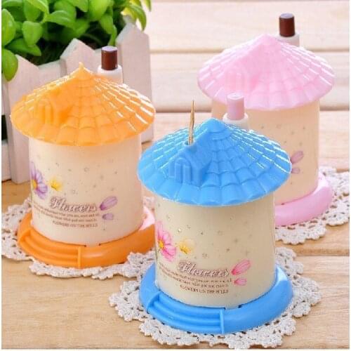 1Pcs New Automatic Toothpick Holder Pocket Fashion Small Portable House Shaped Creative Toothpick Box(Random Color)
