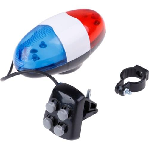 1x Bicycle Bell 6 LED 4 Tone Bicycle Horn Bike Call LED Bike Police Light Electronic loud Siren Kid Accessories Bike Scooter MTB