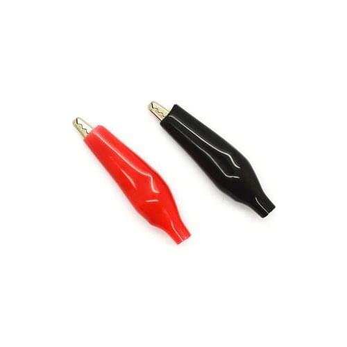 20pcs/lot Large 45MM Metal Alligator Clip Crocodile Electrical Clamp for Testing Probe Meter Black and Red with Plastic Boot