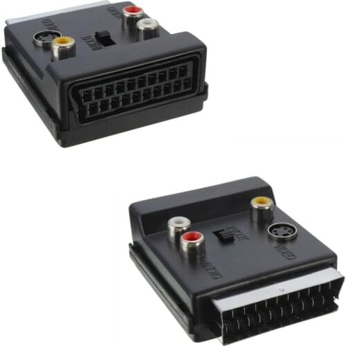 21p male and female SCART European plug to AV terminal adapter with switch 21 PIN male to female to RCA