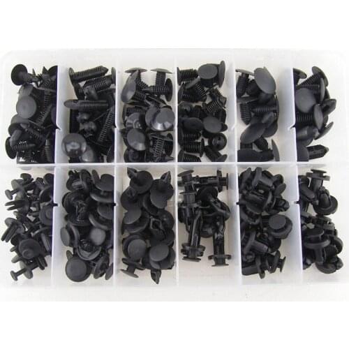 330 Clips ABS Black New Car Push Retainer Type Pins Nail Rivet Cap Trunk Cover Trim Moulding Fit For GM Ford Honda