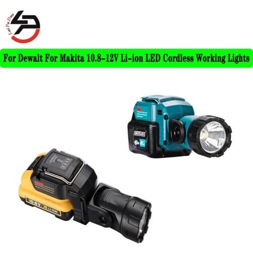 For Makita For Dewalt DCB120 10.8V 12V Li-ion Battery LED Cordless Work Light Portable Spotlight Work Lamp Flashlight
