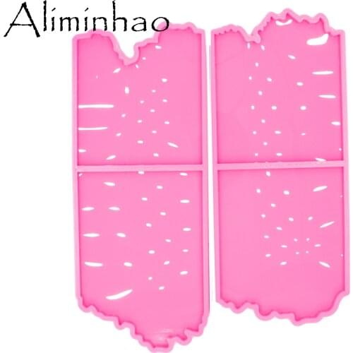 DY0456 2pc/set Shiny High Quality Square Shape Silicone Molds Epoxy Resin DIY Geode Coasters Mould