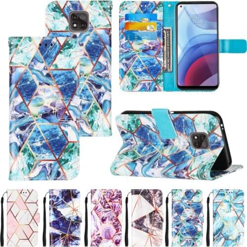 Phone Case for Motorola Moto Edge S G30 E7 Power G100 G Play Stylus One 5G Ace Geometric Leather Etui Wallet Cover Marble Coque