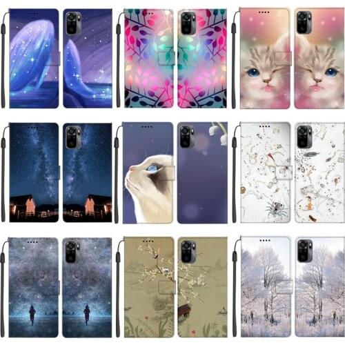 For Xiaomi Redmi Note 10 4G Case Flip Leather Cover Phone Case With Magnetic Wallet Stand