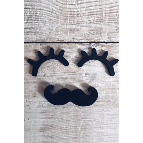 Kids Room Wooden Mustache and Eyelash Decorative Set