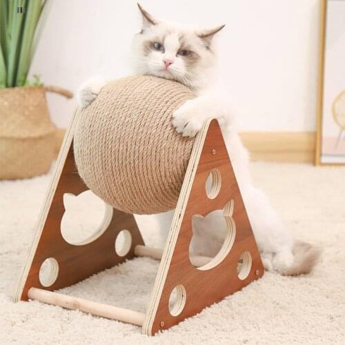 Wooden Pet Ball Cat Scratch Catch DurableToy Cat Grinding Paws Scratcher Climbing Frame Cat Scra for Cat Exrecise Play