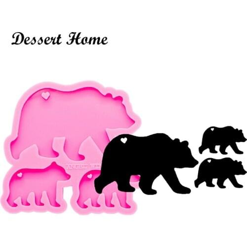 DY0056 DIY Bear family epoxy resin molds Mother bear and baby mold for keychains jewelry