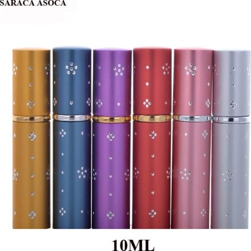 Wholesale 10ml Plum Point Drill Perfume Bottles 30pcs/lot Lipstick Style Metal Shell Glass Liner Perfume Refillable Bottles