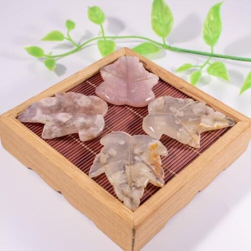 Fubaoying Cherry Blossom Jewelry 4pcs Necklace Agates Pendant Amethys Leaf Crystal Stone DIY Women Charms For Jewelry Making