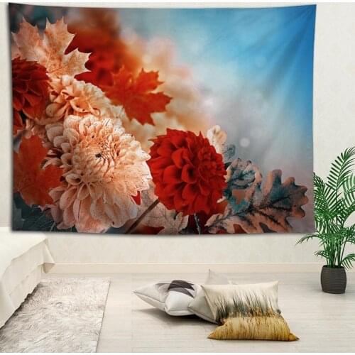 Hot Sale Custom High Quality Dahlias Wall Hanging HD Landscape 3D Printing Digital Printing Home Decoration Tapestry