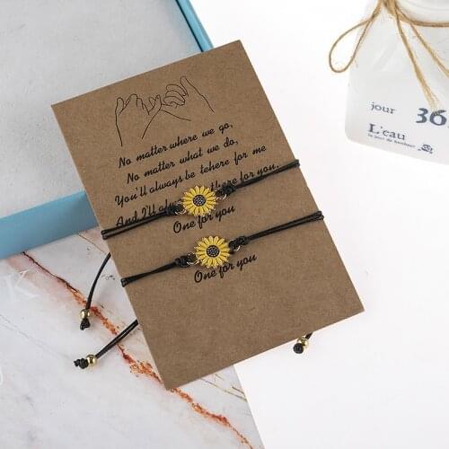 Kawaii Sunflower Bracelet Adjustable Rope Bracelet for Women Men Fashion Daisy Flower Jewelry Birthday Couple Bracelet Love