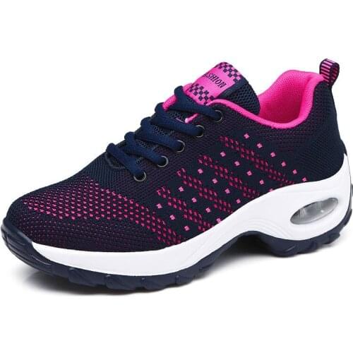Fashion Women Lightweight Sneakers Vulcanize Shoes Outdoor Sport Shoes Breathable Mesh Comfort Casual Shoes Air Cushion Lace Up