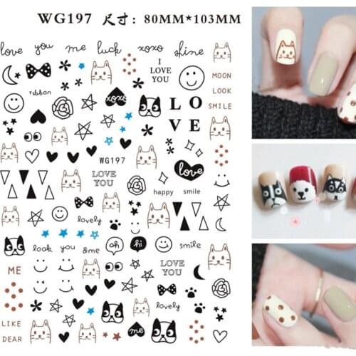 Newest WG197 cartoon design 3D nail art sticker decal stamping back gule DIY nail decoration accessory