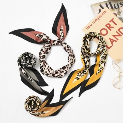 Yishine New Autumn Women Leopard Dots Prints Girls Multifunction Polyester Silk Scarf Long Satin Wraps Scarves Bag Decoration