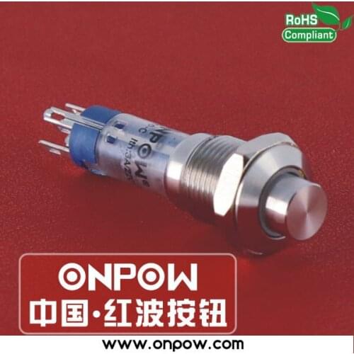 ONPOW 10mm 1NO1NC momentary ring LED stainless steel push button switch GQ10-K-11E/R/12V/S