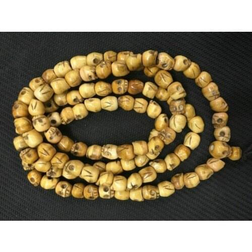 Bone Skull Prayer Beads Necklace ! Tibetan Buddhist Mala Shaman Rosary 108 Figurines Decoration Collection Ornaments Bracelet