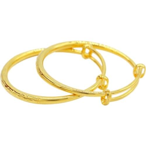PINXUN 2pcs Ethiopian Dubai Nigeria Baby Bracelet Gold bracelet For Child Boy Girl Peace All year Round Bangles Sweet Gifts XTE9