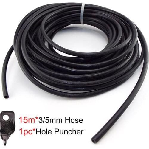 15M Garden Watering 3/5mm Hose Irrigation Pipe 1/8'' Tubing 4mm Puncher Plant Flower Drip Dripper Sprinkler Tube Gardenhouse