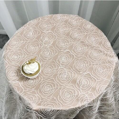 New Style Rose Flower Lace Embroidery Wedding Dress Fabric Childrens Clothing Mesh Cloth Picnic Table Cover Lampshade Fabric