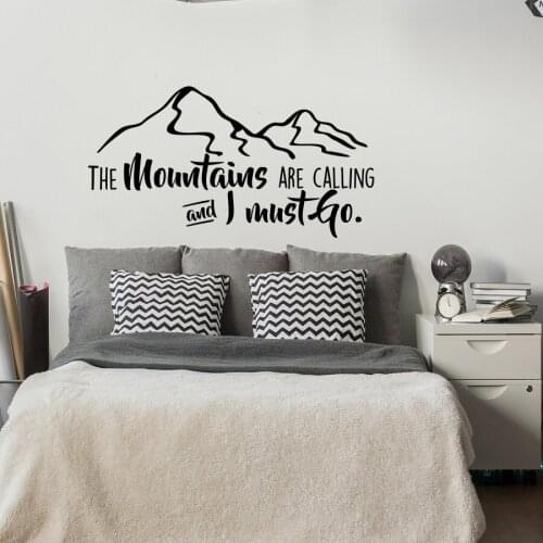 Inspirational travel Wall Decals Quotes The Mountains Are Calling And I Must Go Mountain Wall Sticker Vinyl Home Room Decor X133