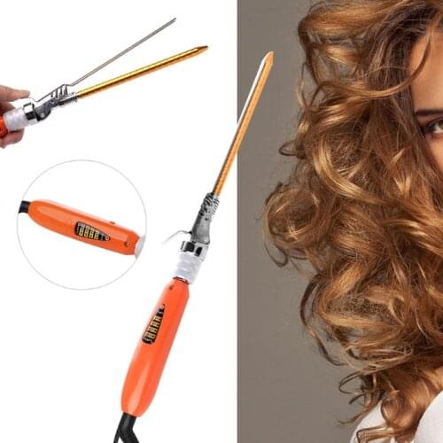 9mm 360' Rotating Electric Hair Salon Curler Tool Ceramic Curling Iron Wand Gold EU/US Plug Styling Tool Accessories