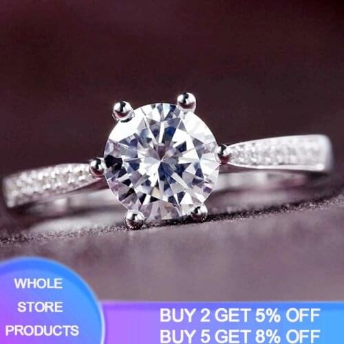 YANHUI Never Fade Eternity 1 Carat Zirconia Diamond Wedding Rings For Women Whole All in Solid 925 Sterling Silver Ring Gift R11