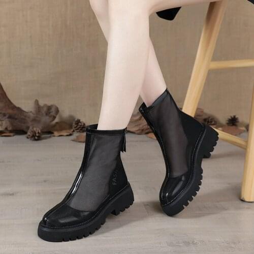 Mesh Boots Hollow Boots Leather Mesh Sandals Martin Boots Women 2021 Summer Short Tube Thin Section British Style Summer Sandals