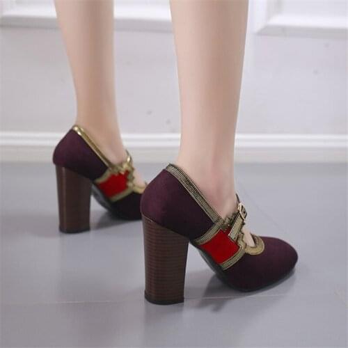 Female Shoes Women Round Toe Spring Pumps Chunky High Heels Mary Jane Causal Ladies Shoes Thick Heels botines tela letnie botki