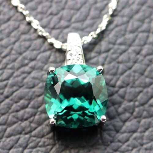 Green verdelite Necklace pendants 925 silver tourmaline pendant women jewelry square shape stone free shipping