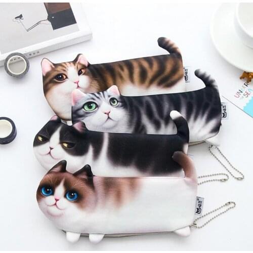 1 Pcs Kawaii Pencil Case Cartoon Cat Cloth Gift Estuches School Pencil Box Pencilcase Pencil Bag School Supplies Stationery