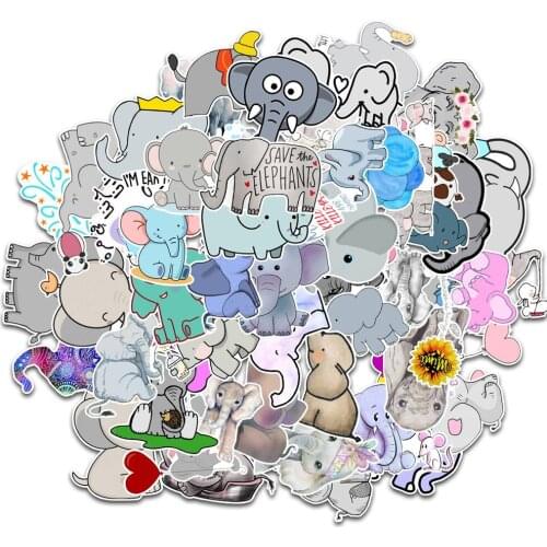 10/30/50pcs Cute Elephant Animal Stickers DIY Waterproof Notebook Scrapbook Phone Car Laptop Case Cartoon Sticker Decal Kids Toy