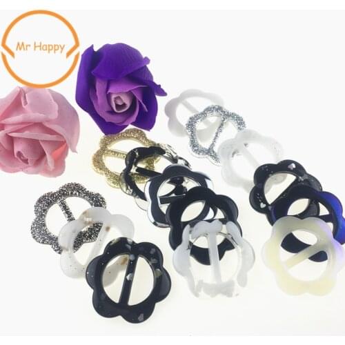 10pcs/lot inner size 25mm Flower bar adjuster Buckle Buttons Invitation Ribbon Slider For Garment and Bags decoration
