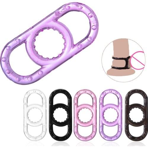 2PCS Male Penis Rings Delay Ejaculation TPE Cock Ring Sex Toys For Men Male Masturbation Soft Flexible Cockring Intimate Goods