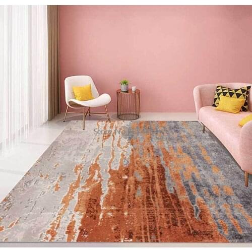200*300cm Modern Retro Old Gray Cement Orange Striped Kitchen Living Room Bedroom Bedside Carpet Floor Mat Customization