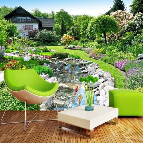 3D Garden Fish Pond Nature Landscape Photo Wallpaper Wall Painting Living Room Bedroom Restaurant Backdrop Home Decor Wall Cloth