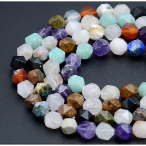 8/10mm Natural Gemstones Mixed Stone Beads Faceted Duobao Agates Stone Beads Necklace Bracelet Accessory For Jewelry Making Diy