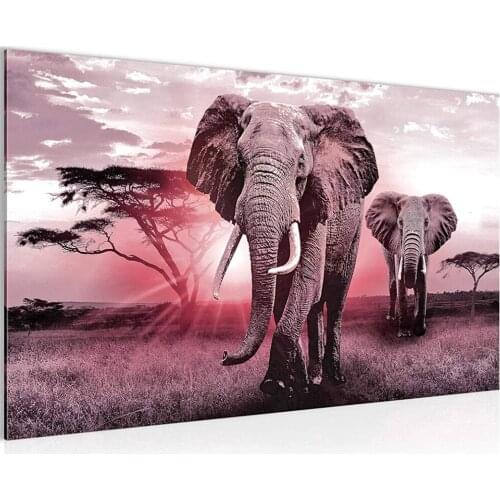 Diamond Mosaic Sunset African Elephant Picture Rhinestones Diamond Painting Full Square Round Embroidery Animal LandscapeZP-4740