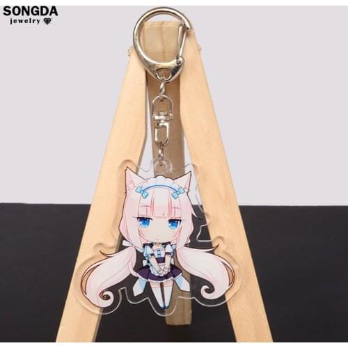 Anime Nekopara Keychain Vanilla Chocola Minazuki Kashou Figure Keyrings Uniform Luo Girl Bag Pendant for Otaku Fans Teens Gifts