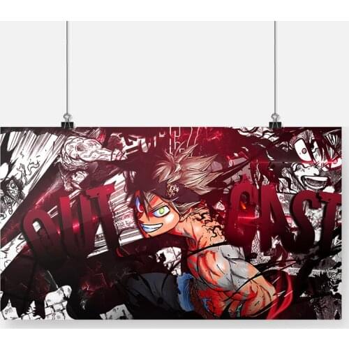 Black Clover Asta Anime Poster Framed Wooden Frame Canvas Painting Wall Art Decor Room Bedroom Study Home Decoration Prints