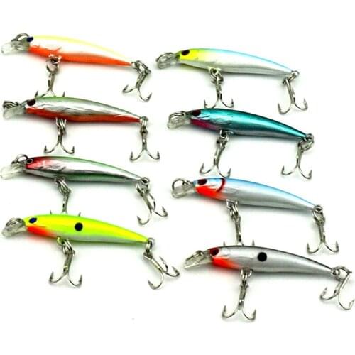 Big Sale 8pcs Mini Minnow Fishing Lure Reflective Swimbait Hard Plastic Lure Artificial Lifelike Hooks Fishing Wobblers 5cm 2.1g