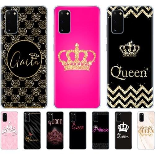 Silicon phone cover case for samsung galaxy S20 PLUS Ultra S10 lite coque for samsung note 10 plus lite Queen and king crown
