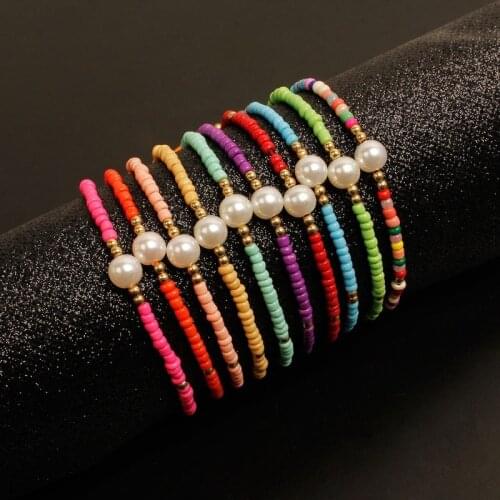Friendship Pearls Bracelets for Women Handwoven Seed Beads Braided Rope Cord String Beach Bracelet for Women Jewelry Gift