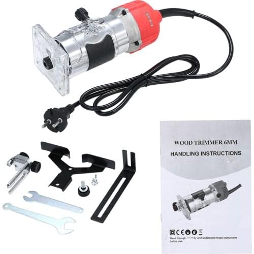220V 800W Electric Trimmer Router Edge Guide Wood Laminate Electric Trimmer Compact Palm Router Corded for Woodworking