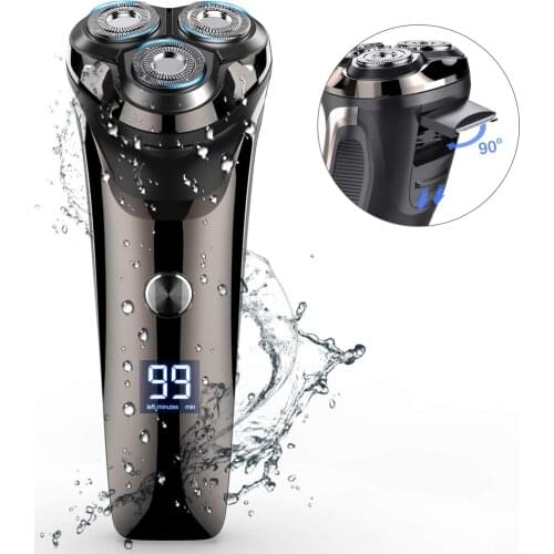 Mens Smart Electric Shaver Beard Razor LED Display 3 Head Shaving IPX7 Waterproof Pop Up Hair Trimmer Rechargeable for Men Gift