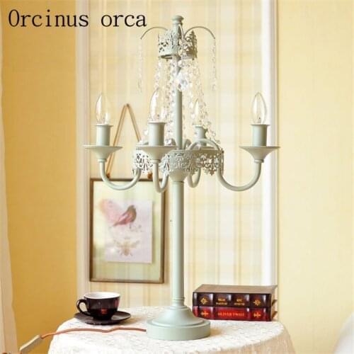 European style retro crystal desk lamp living room and bedroom adornment American country candle desk lamp free shipping
