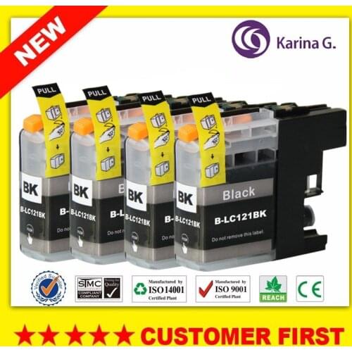 4PCS Black ink cartridge for Brother J152W/J172W MFC-J470DW/J650DW/J870DW/J245 for brother LC121 for EU
