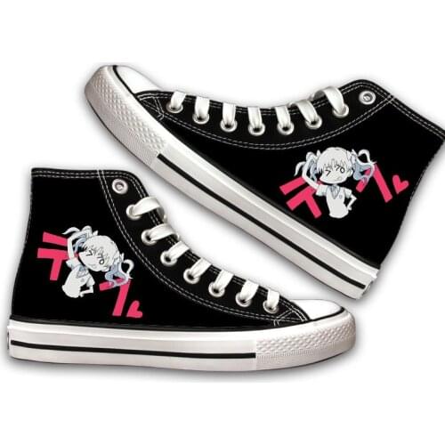 Unisex Anime Toaru Kagaku no Railgun T Casual Black High Canvas Shoes Misaka Mikoto Flat Bottom plimsolls duck shoes Sneakers