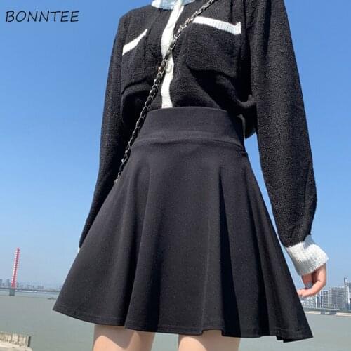 Mini Skirts Women Plus Size Summer A-line Harajuku High Waist Female Folds Casual College Korean Style Student All-match Loose
